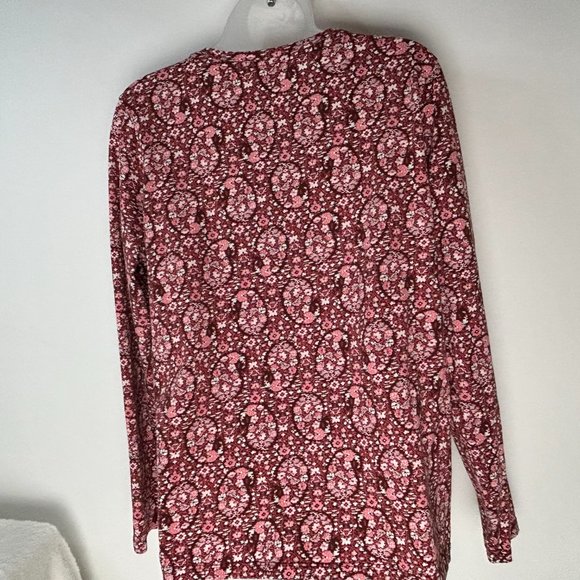 Lands' End Red Pink Floral T-Shirt Medium‎ 10-12 - Picture 3 of 8